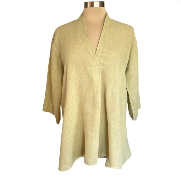 Cobblestone Living Sage Green Linen Tunic Sz XL Lagenlook Sustainable Breathable - Picture 1 of 6